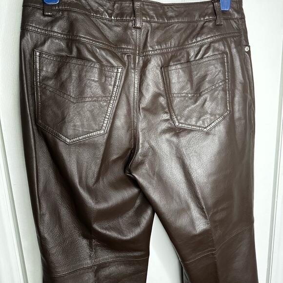 Newport News Brown Leather Lined Pants trousers size 8 30 x 30” - Picture 8 of 12